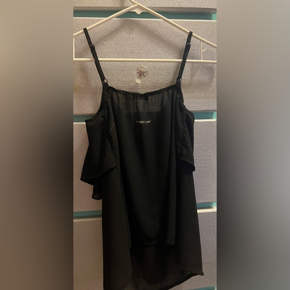 Black sheer layered top with bejeweled adjustable straps - Picture 3 of 3